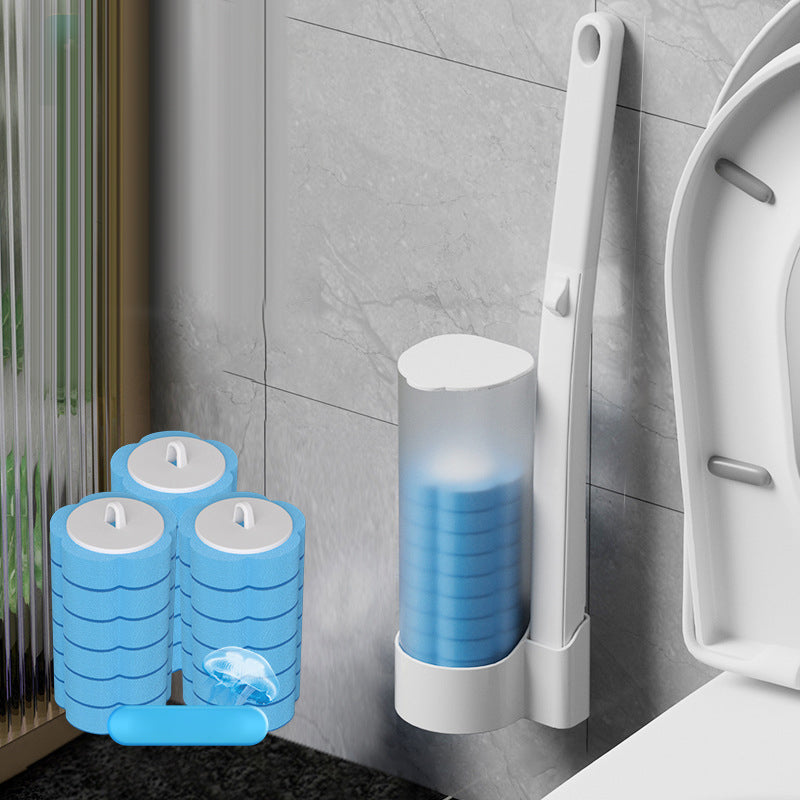 Disposable Toilet Cleaning System with 36 Sponge Heads and Storage Caddy