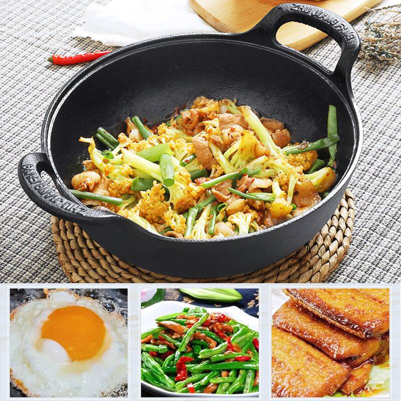Uncoated Thick Iron Pot with Lid
