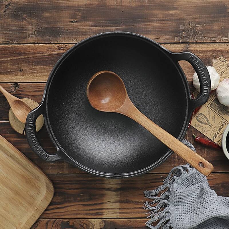 Uncoated Thick Iron Pot with Lid