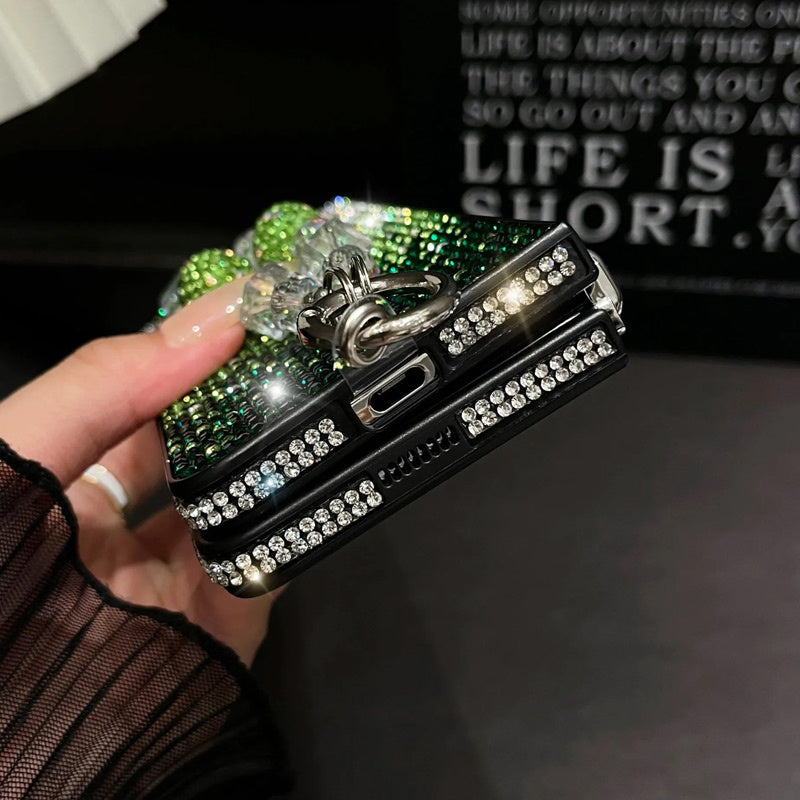 Sparkling Gradient Rhinestone Phone Case with Wrist Strap for Galaxy Z Fold Series