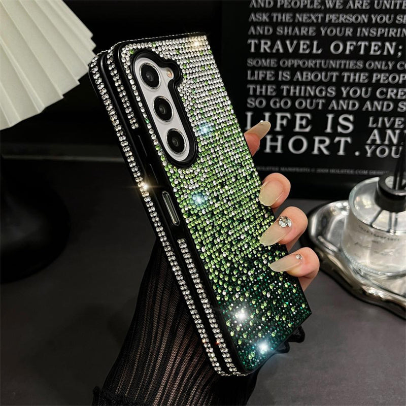 Sparkling Gradient Rhinestone Phone Case with Wrist Strap for Galaxy Z Fold Series