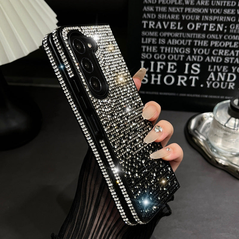 Sparkling Gradient Rhinestone Phone Case with Wrist Strap for Galaxy Z Fold Series