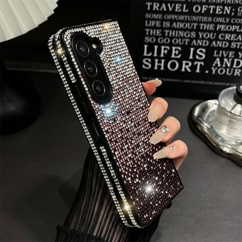Sparkling Gradient Rhinestone Phone Case with Wrist Strap for Galaxy Z Fold Series