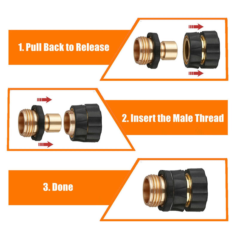 Gold 3/4-Inch Garden Hose Quick Connector