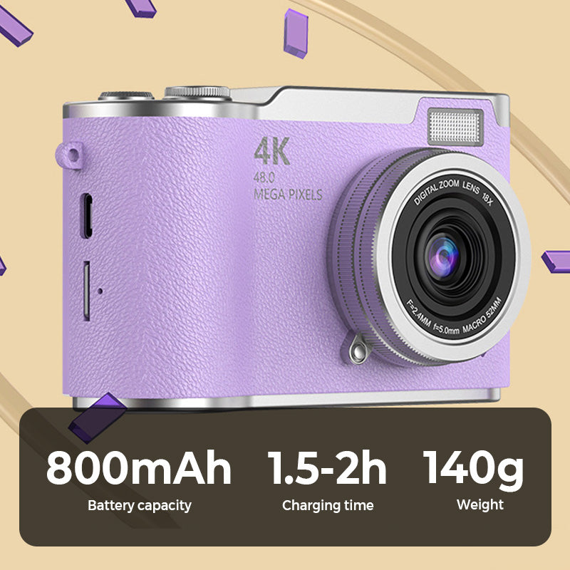 4K Touch Screen Digital Camera with 2.4-Inch Flip Screen