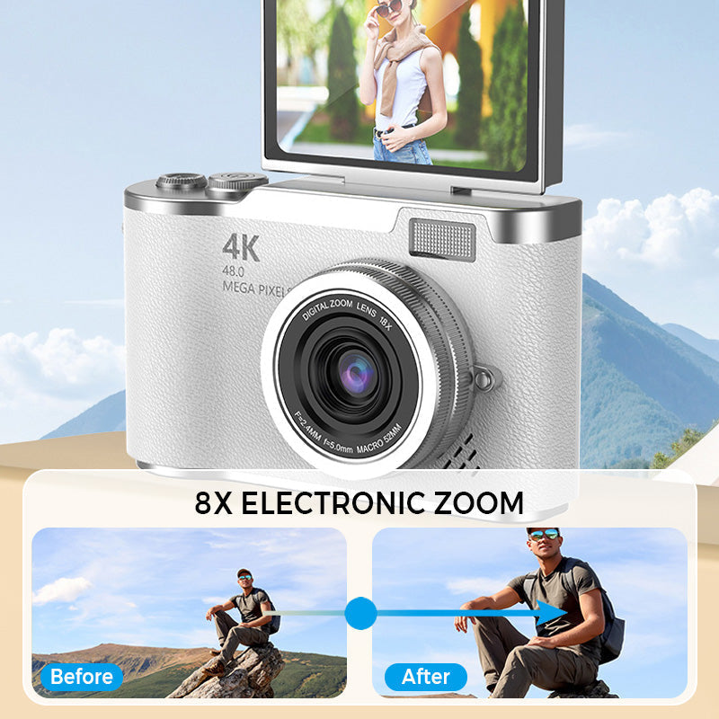 4K Touch Screen Digital Camera with 2.4-Inch Flip Screen