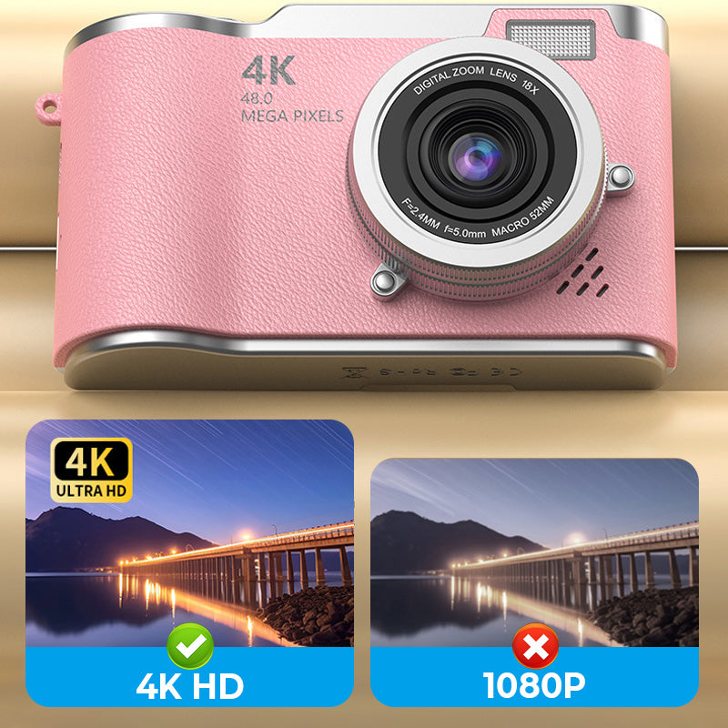 4K Touch Screen Digital Camera with 2.4-Inch Flip Screen