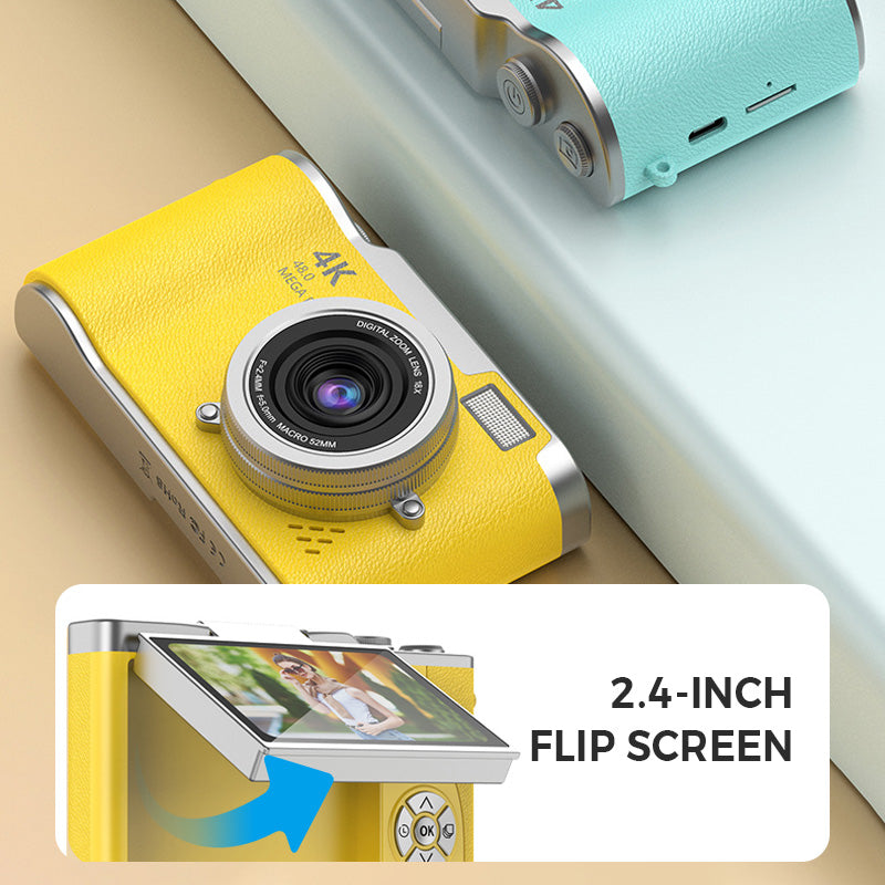 4K Touch Screen Digital Camera with 2.4-Inch Flip Screen