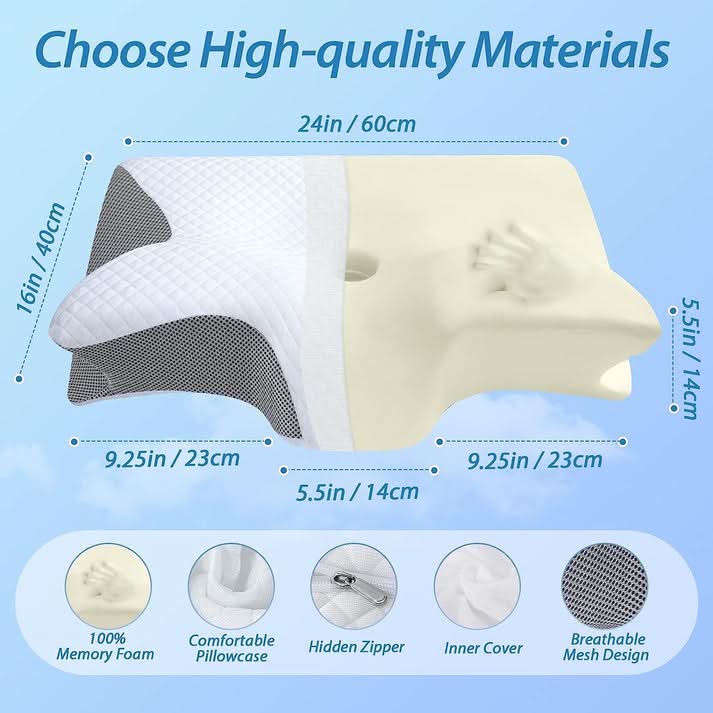 Ergonomic Bamboo Contour Pillow for Neck Pain Relief