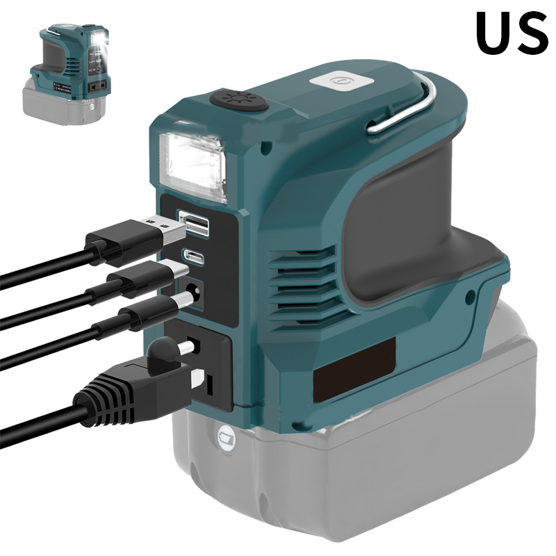 Compact DC to AC Inverter with LED Light and Multiple Outputs