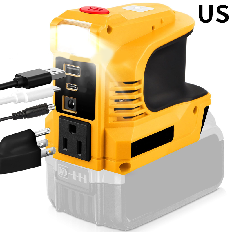 Compact DC to AC Inverter with LED Light and Multiple Outputs