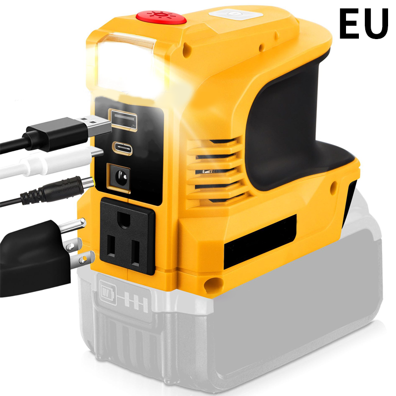 Compact DC to AC Inverter with LED Light and Multiple Outputs
