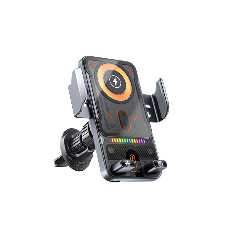 2-in-1 Car Phone Holder Wireless Charger 15W Fast Charging Automatic Clamping