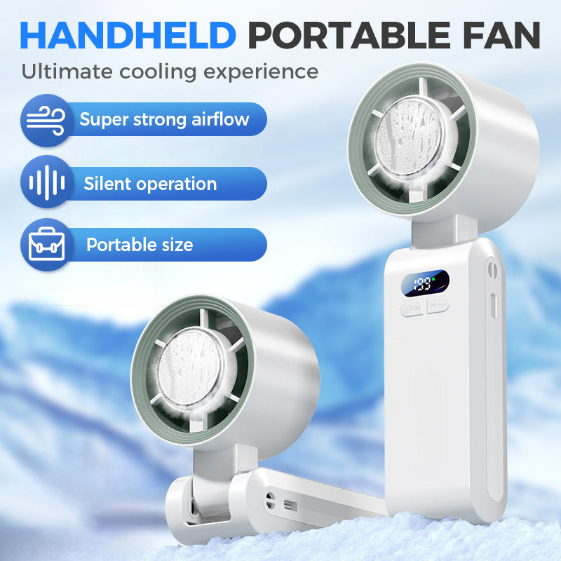 Handheld Portable Fan with Ice Cooler and Digital Display