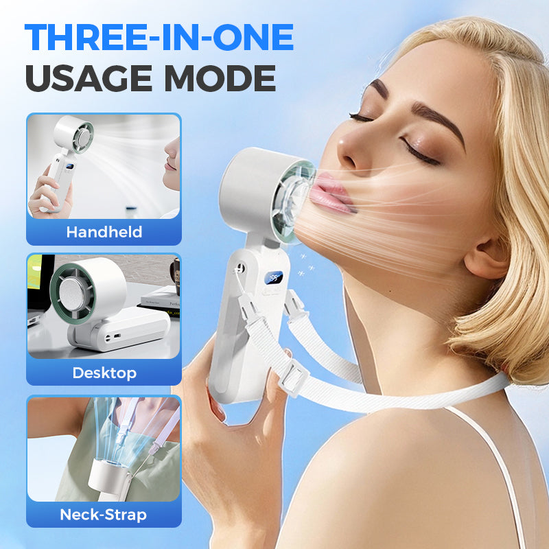 Handheld Portable Fan with Ice Cooler and Digital Display