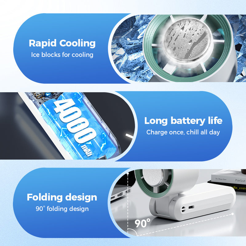 Handheld Portable Fan with Ice Cooler and Digital Display