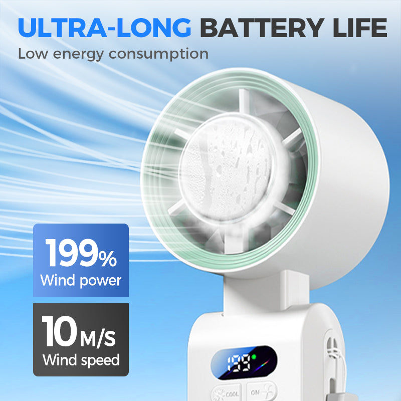 Handheld Portable Fan with Ice Cooler and Digital Display