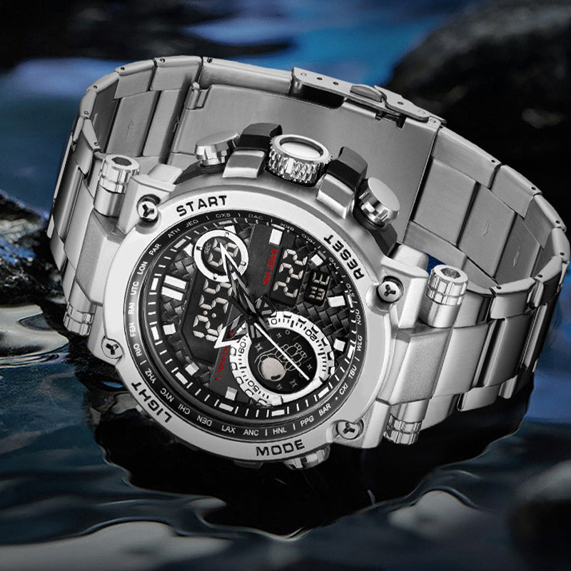 Men's Multifunctional Digital Quartz Watch with Night Light