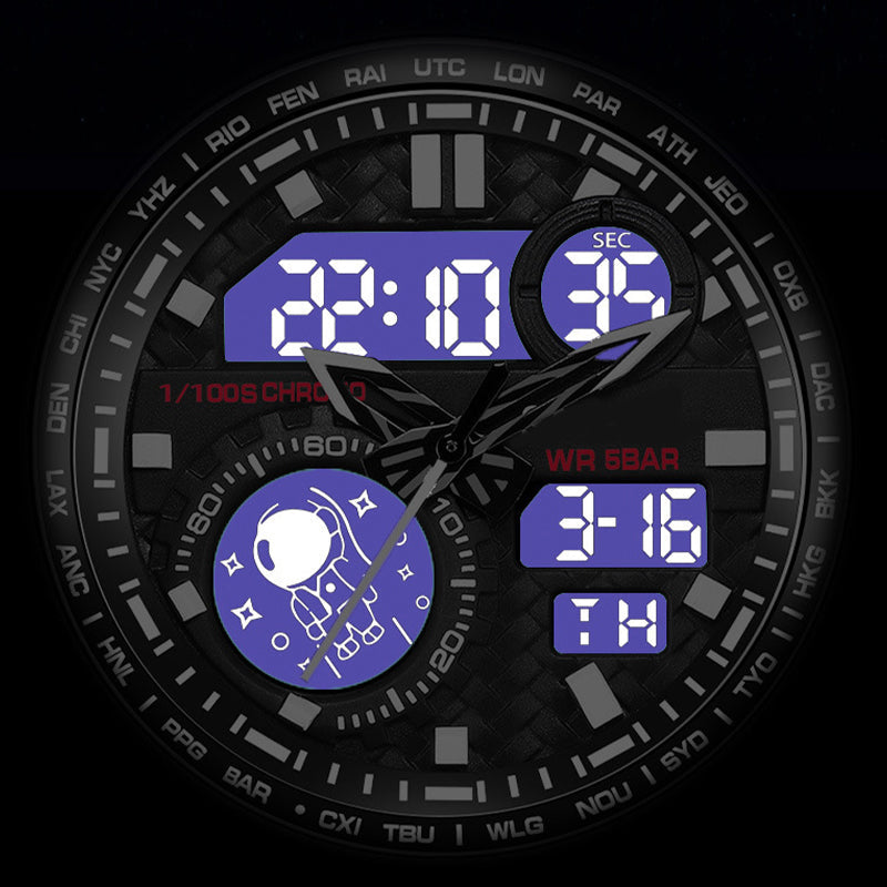 Men's Multifunctional Digital Quartz Watch with Night Light