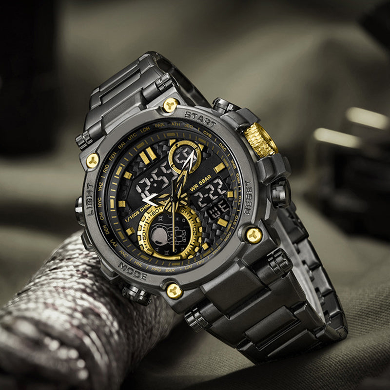 Men's Multifunctional Digital Quartz Watch with Night Light