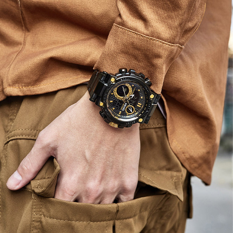 Men's Multifunctional Digital Quartz Watch with Night Light