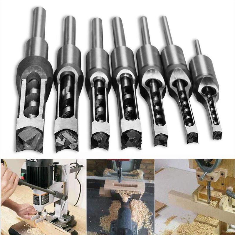 Square Hole Auger Mortising Chisel Drill Bit Set for Woodworking