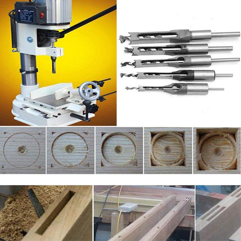 Square Hole Auger Mortising Chisel Drill Bit Set for Woodworking