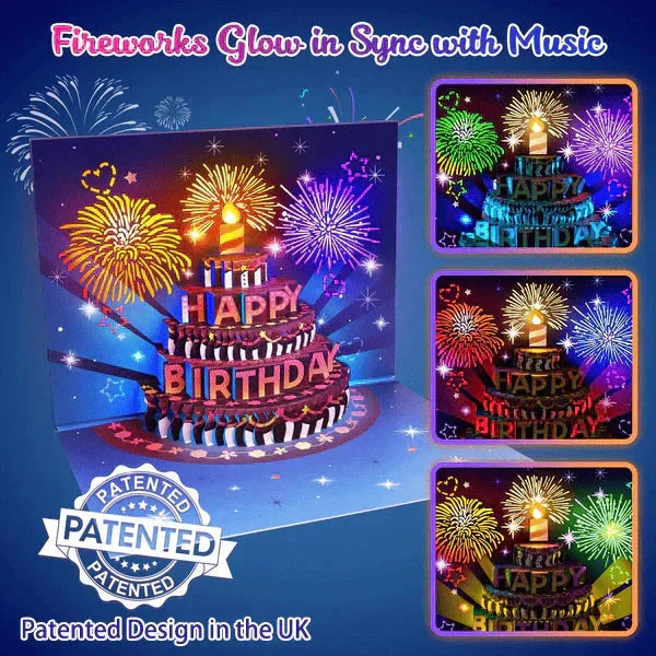 3D Musical Birthday Pop-Up Cake Card with Lights
