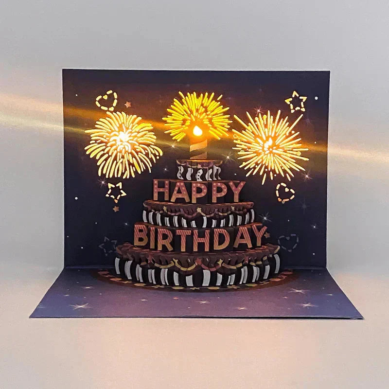 3D Musical Birthday Pop-Up Cake Card with Lights