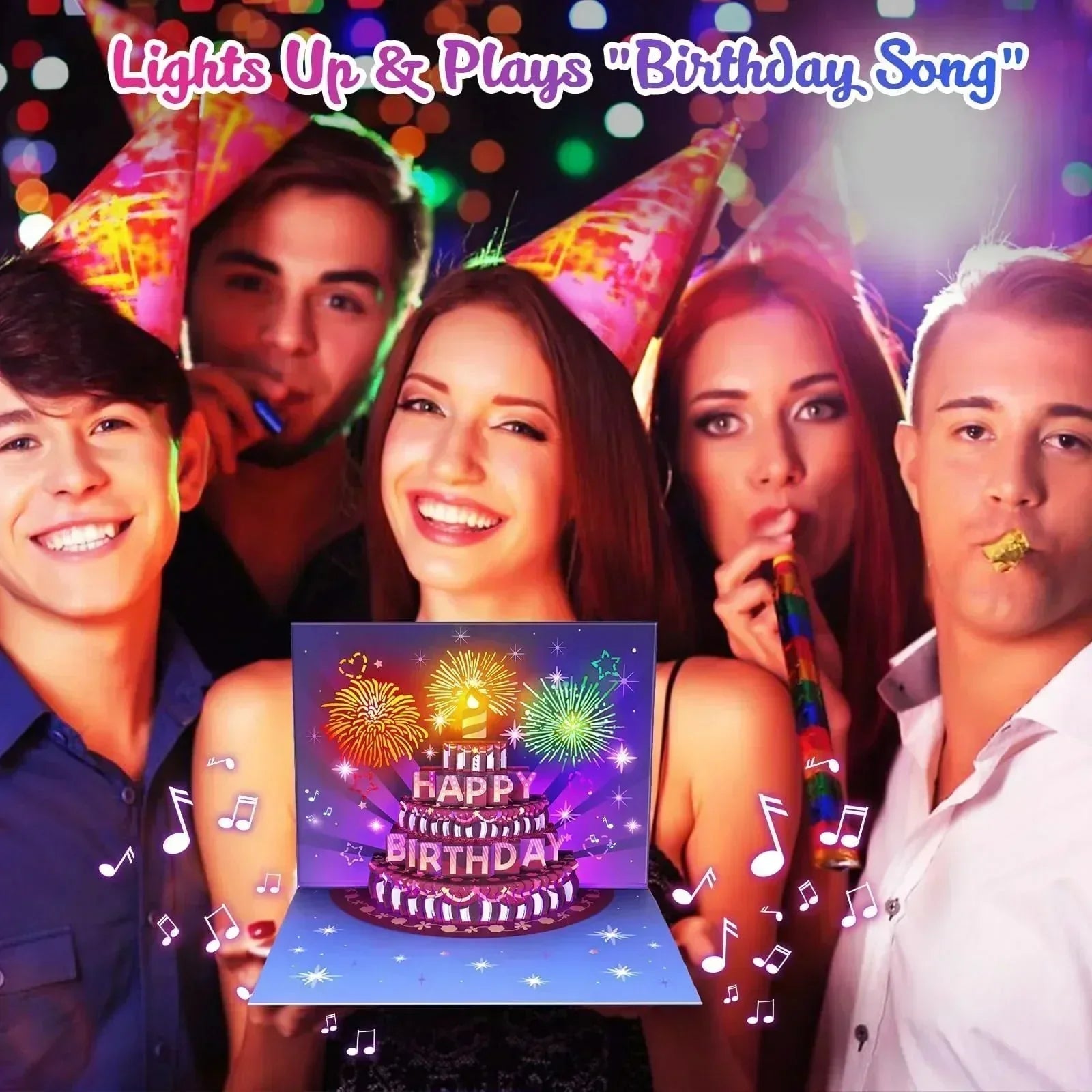 3D Musical Birthday Pop-Up Cake Card with Lights