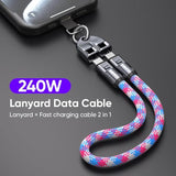 2-in-1 Cell Phone Lanyard Fast Charging Data Cable