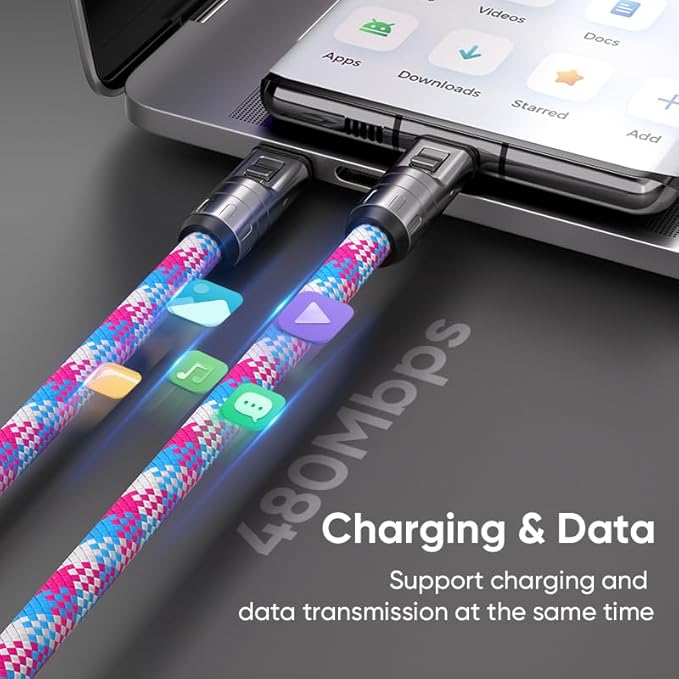 2-in-1 Cell Phone Lanyard Fast Charging Data Cable