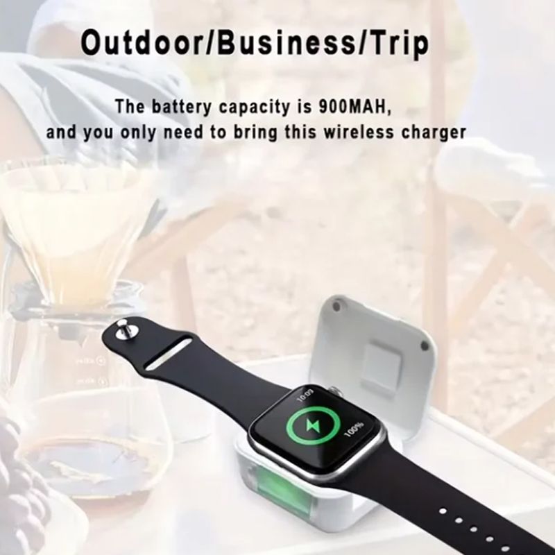 Portable Magnetic Wireless Smartwatch Charger 900mAh