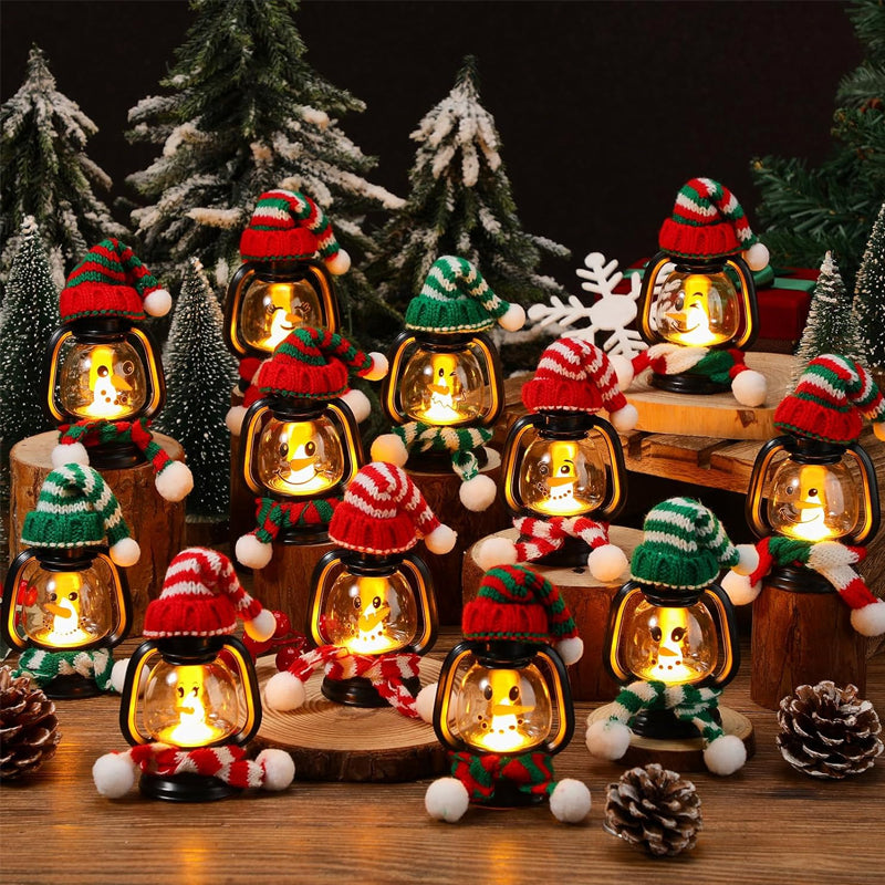 Mini Snowman Lantern Christmas Decoration with Hat and Scarf