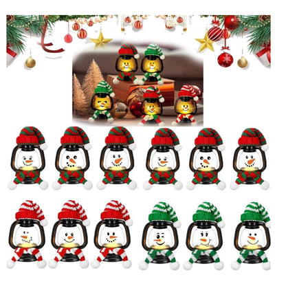Mini Snowman Lantern Christmas Decoration with Hat and Scarf