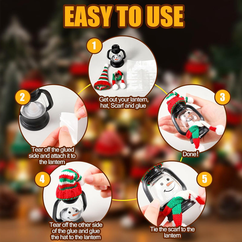 Mini Snowman Lantern Christmas Decoration with Hat and Scarf