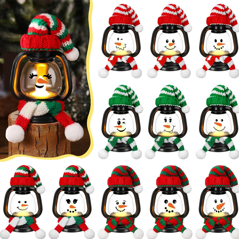 Mini Snowman Lantern Christmas Decoration with Hat and Scarf
