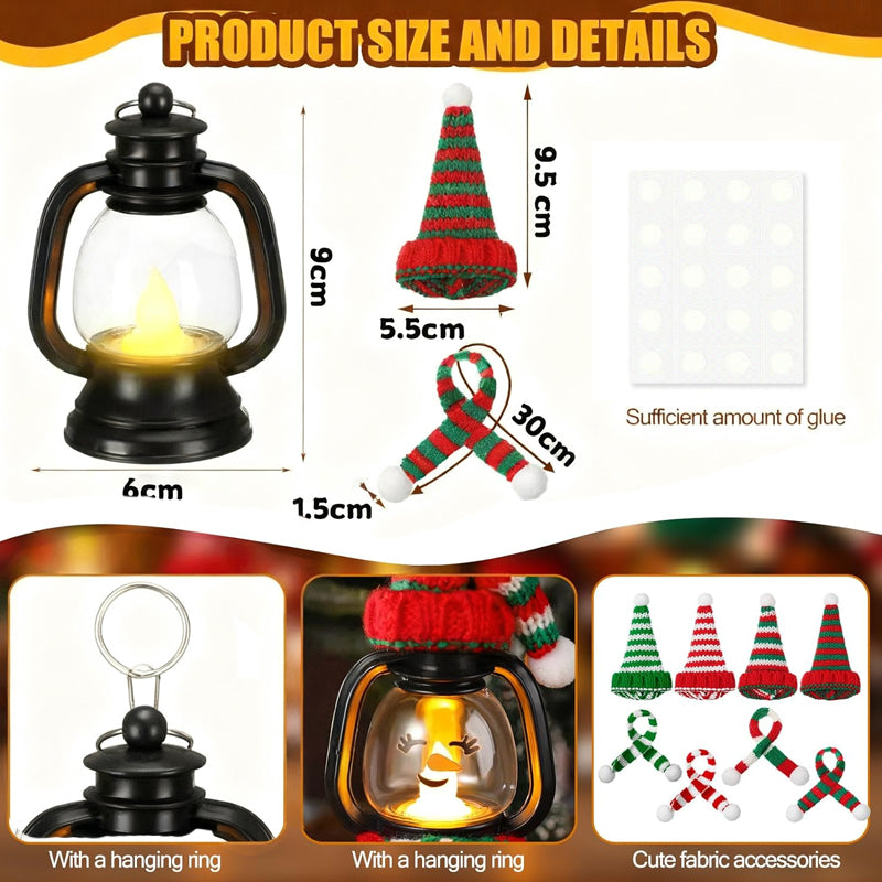 Mini Snowman Lantern Christmas Decoration with Hat and Scarf