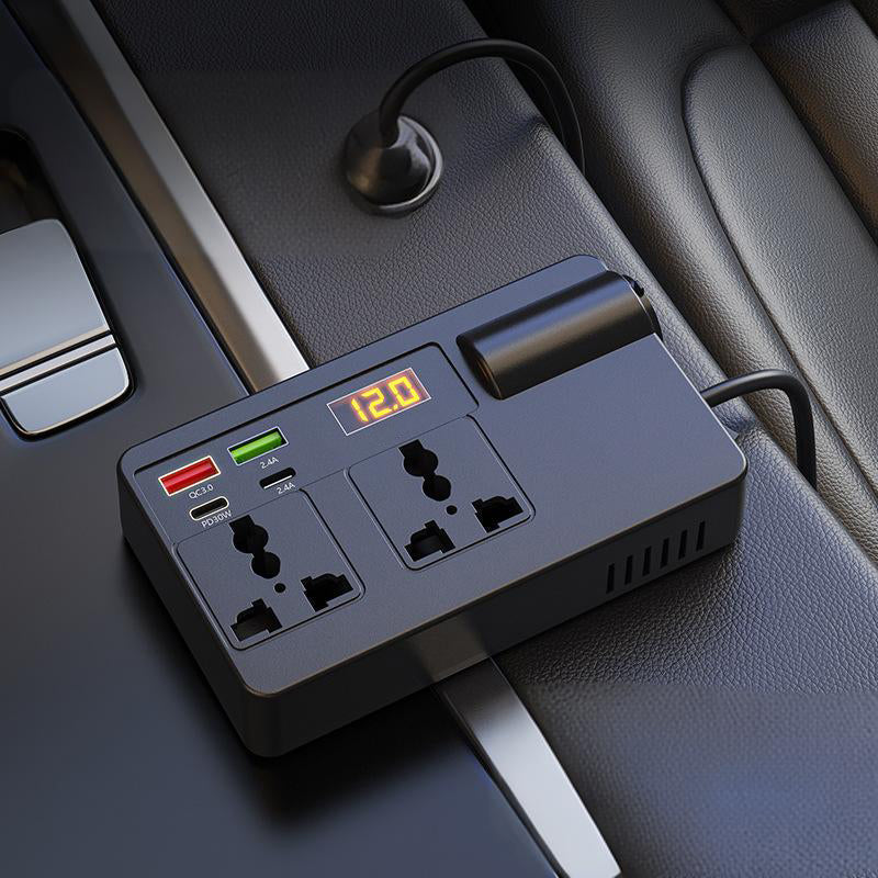 200W Portable Car Inverter 12V/24V to 220V with Digital Display