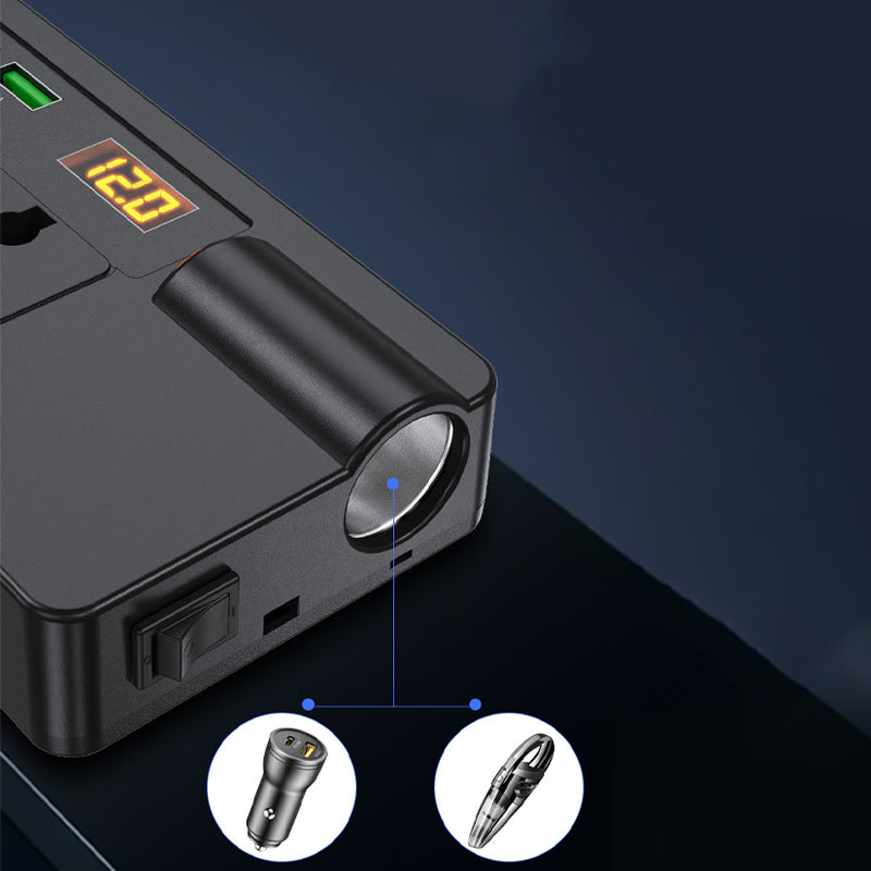 200W Portable Car Inverter 12V/24V to 220V with Digital Display