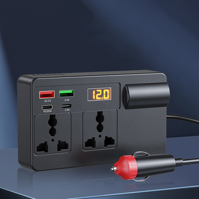 200W Portable Car Inverter 12V/24V to 220V with Digital Display
