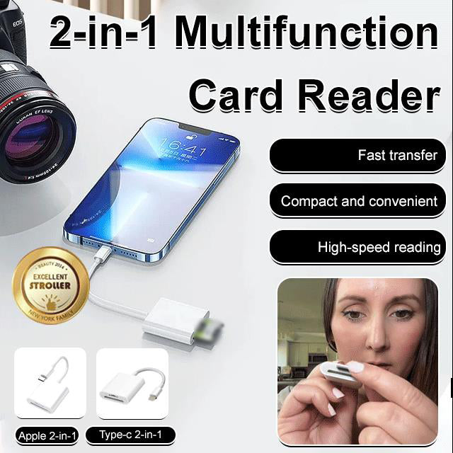 5-in-1 Card Reader with Dual USB-C Adapter and Fast Charging