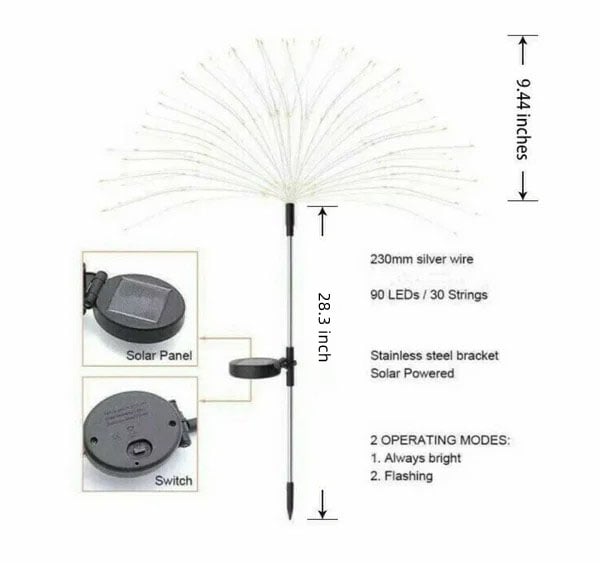 Waterproof Solar Garden Fireworks Light with 120 LEDs