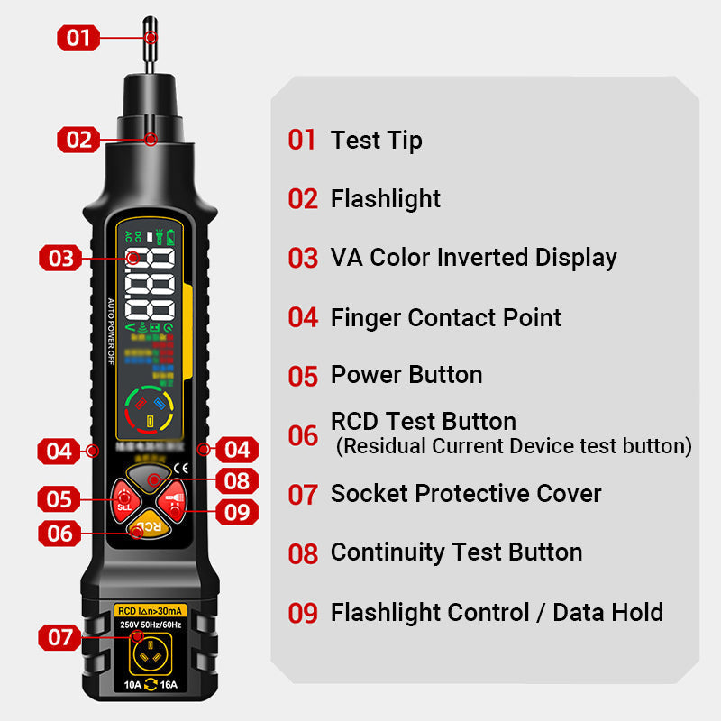 Multi-Function Smart Voltage Tester Pen with LED Display