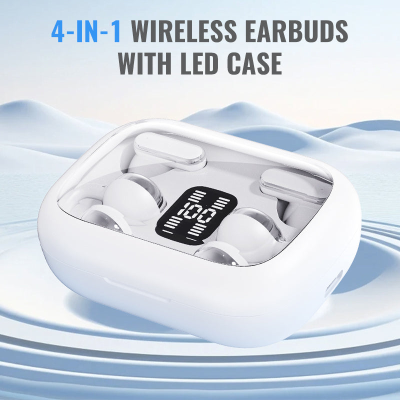 4-in-1 Wireless Earbuds with LED Case