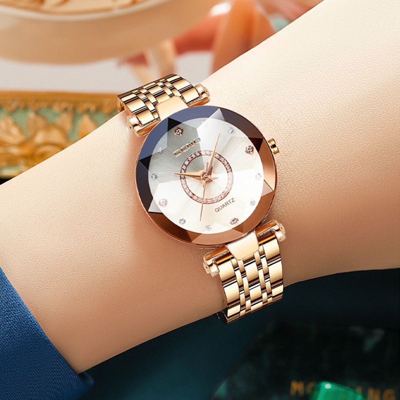 Elegant Shining Rose Gold Gradient Dial Ladies' Watch