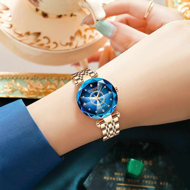 Elegant Shining Rose Gold Gradient Dial Ladies' Watch