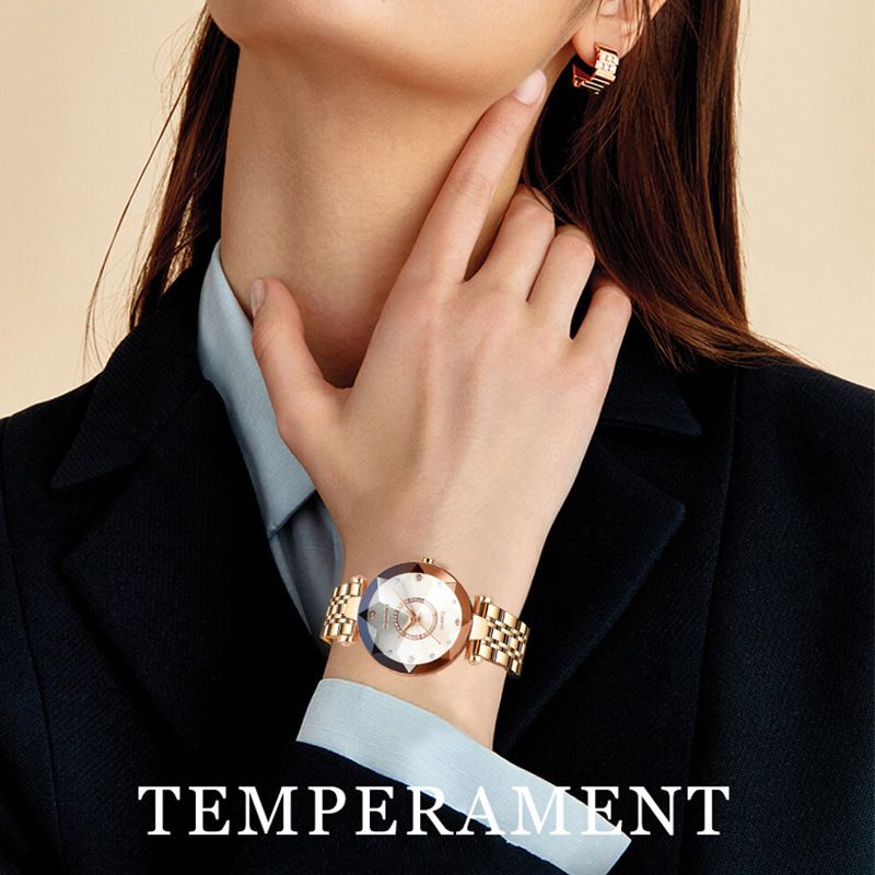 Elegant Shining Rose Gold Gradient Dial Ladies' Watch