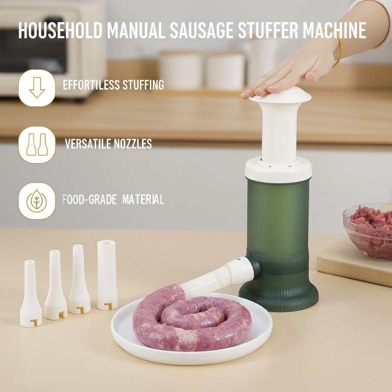 Manual Household Sausage Stuffer Machine with 4 Stuffing Tubes
