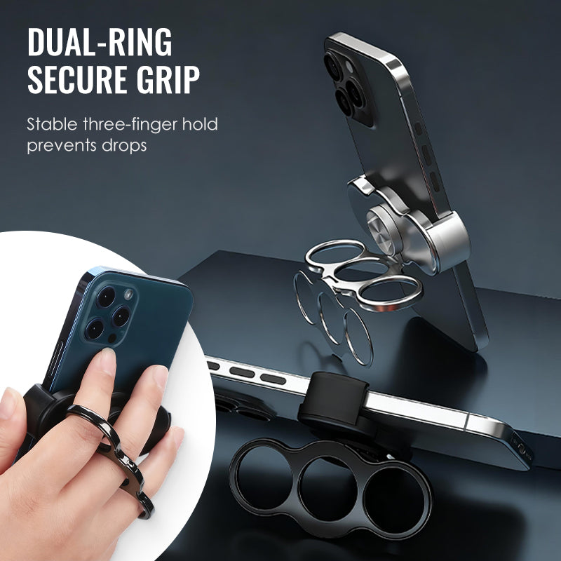 Dual-Ring Three-Finger Back Clip Phone Holder